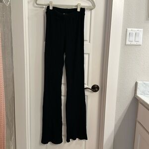Zara Black Ribbed Cotton Flair Yoga Pants